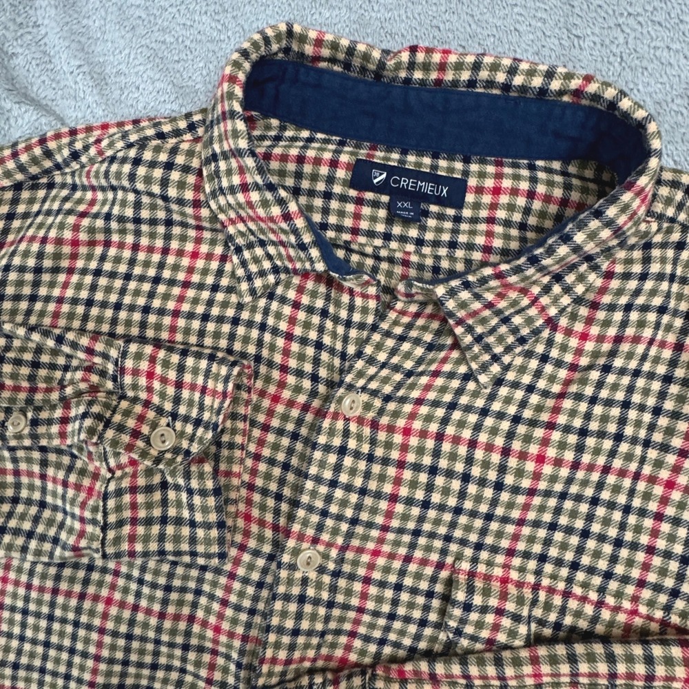 Cremieux Men's Flannel Check Shirt Size XXL Button Front Super Soft 100%‎ Cotton